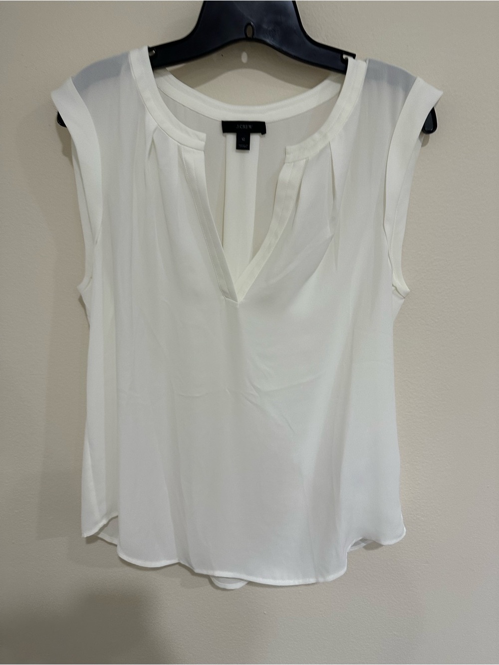 J. Crew Ivory Sleeveless V-Neck Blouse